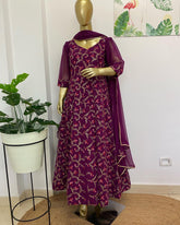 Wine embroidered anarkali - kasumi.in